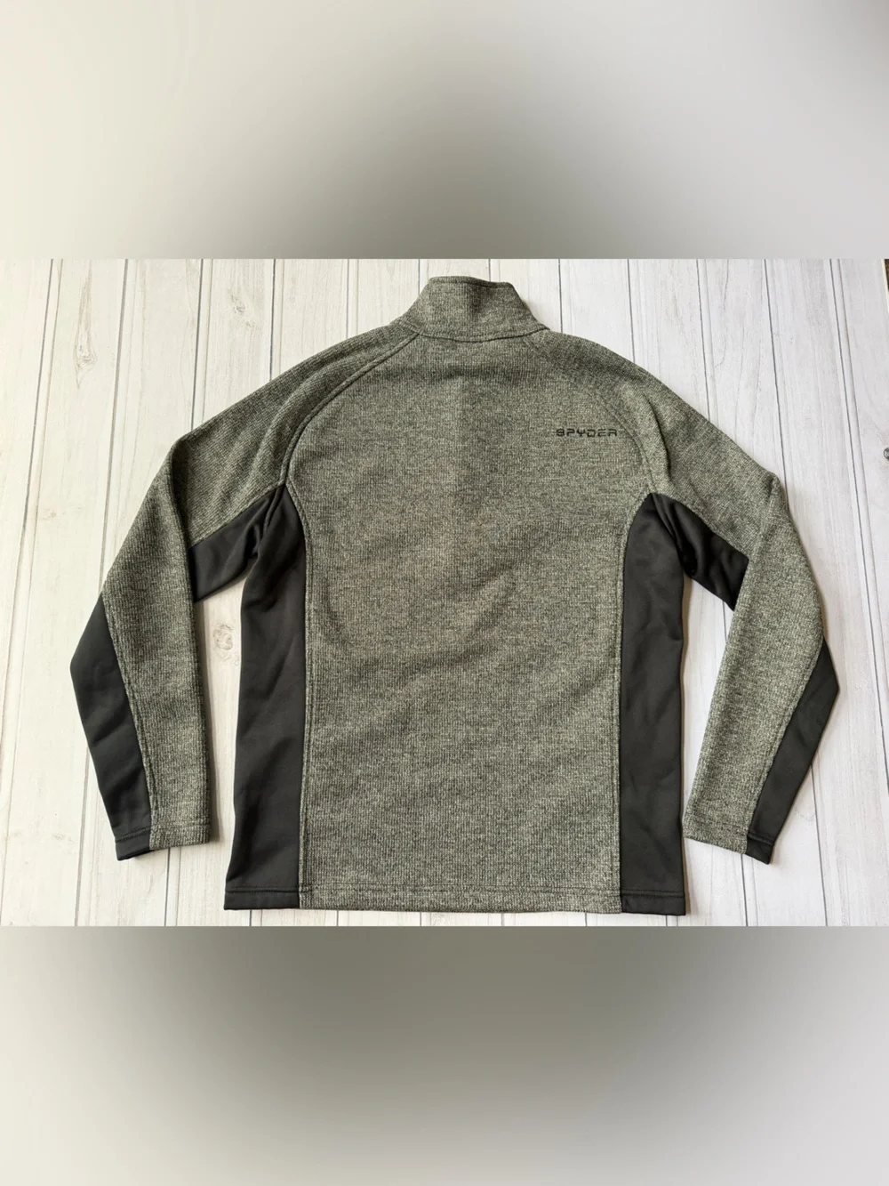 Spyder mid weight Heather gray black 1/4 zip Outbound core sweater jacket. Large